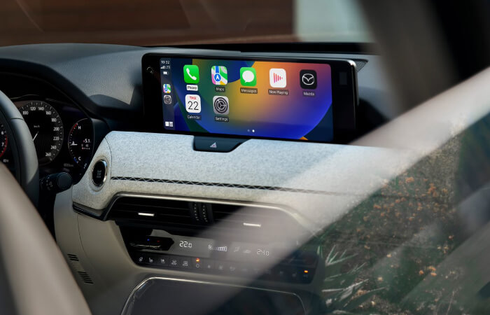 Interior view of interior HMI and touchscreen infotainment centre. 