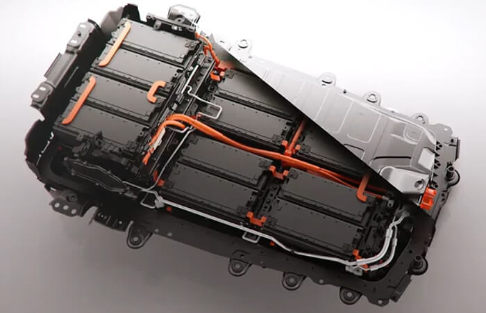Cross section of EV battery pack.  