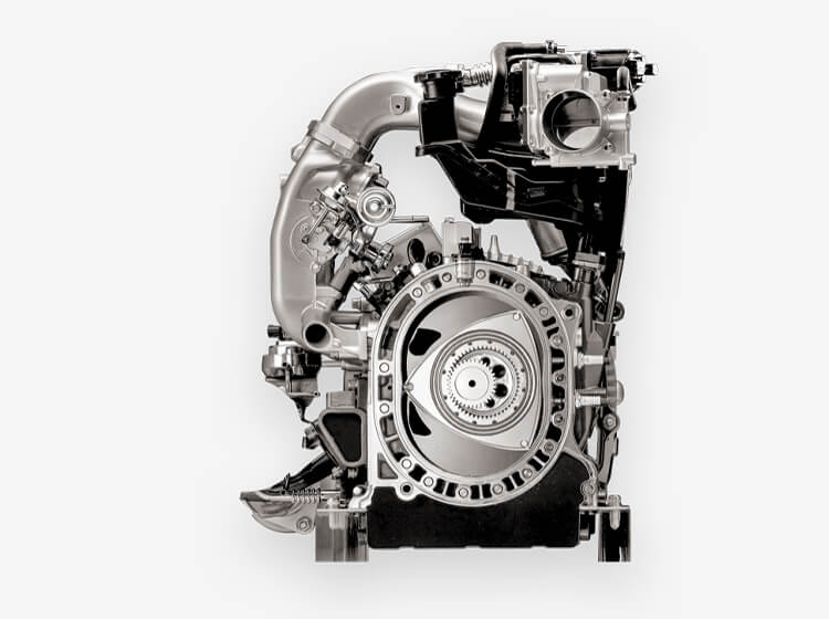 Wankel rotary engine against white background