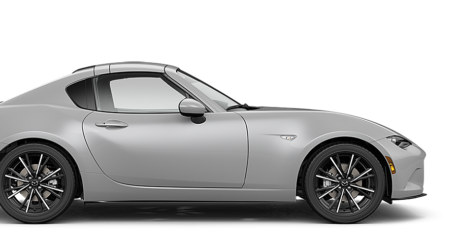 Side view of a silver MX-5 RF facing to the right.